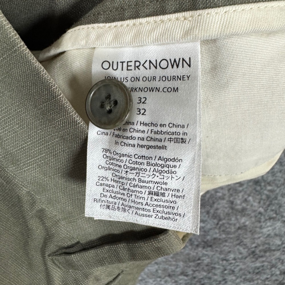 Outerknown Nomad Chino Pant Mens 34x32) Olive Green Cotton Hemp Stretch - Picture 4 of 9